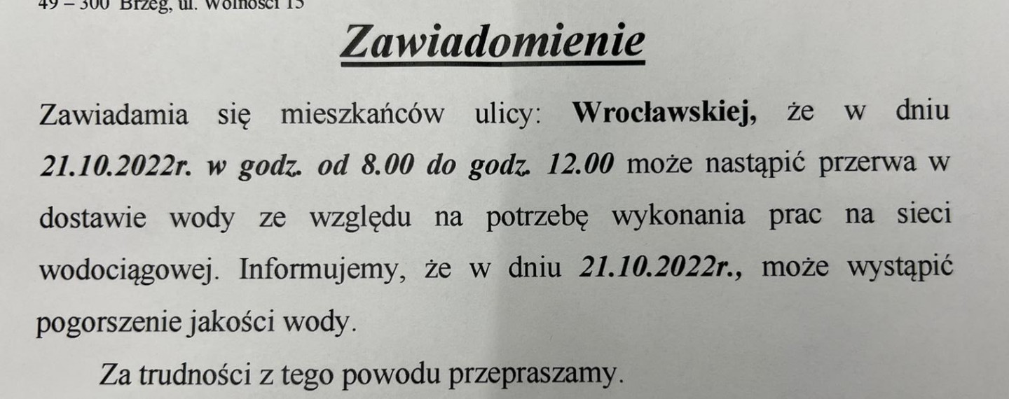 Przerwa w dostawie wody przyczyną chwilowego zamknięcia basenu