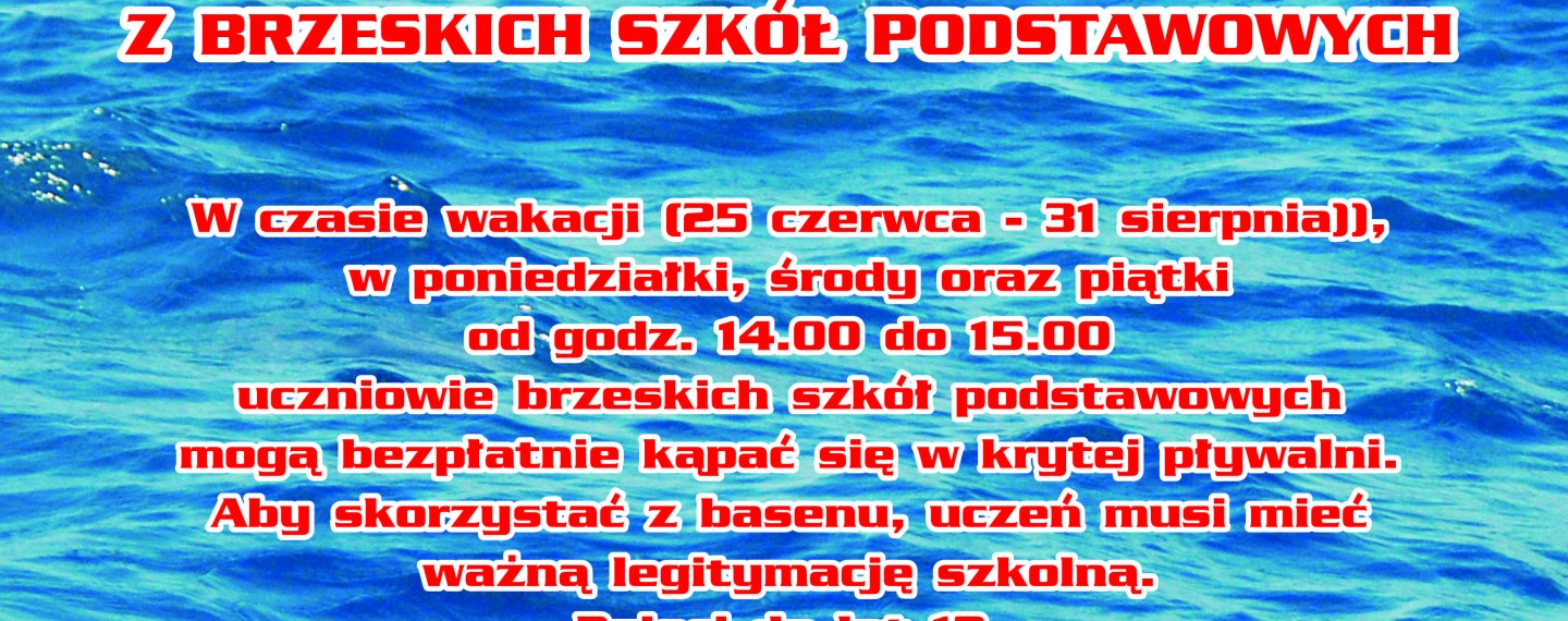Darmowy wstęp na krytą pływalnię dla uczniów brzeskich szkół